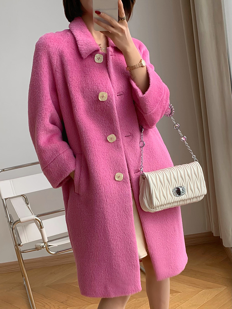 Sulivet Albaca High end cashmere coat female long version over kneecap Sulifur bifacial cashmere large coat