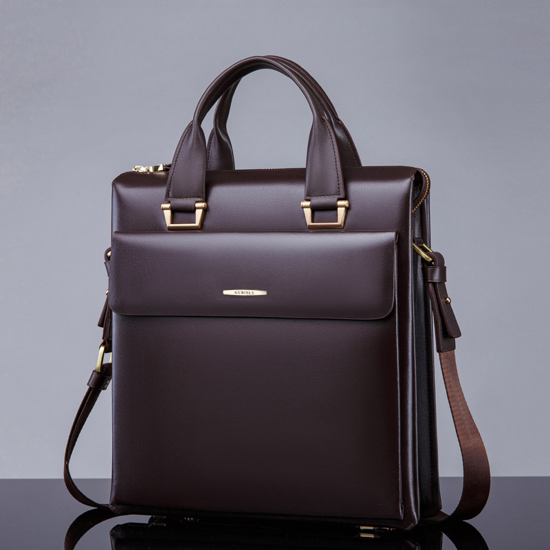 (Mall same section) Brand men's handbag Handbags Men's Vertical Leather Briefcase Men Business Bag Single Shoulder Large Capacity
