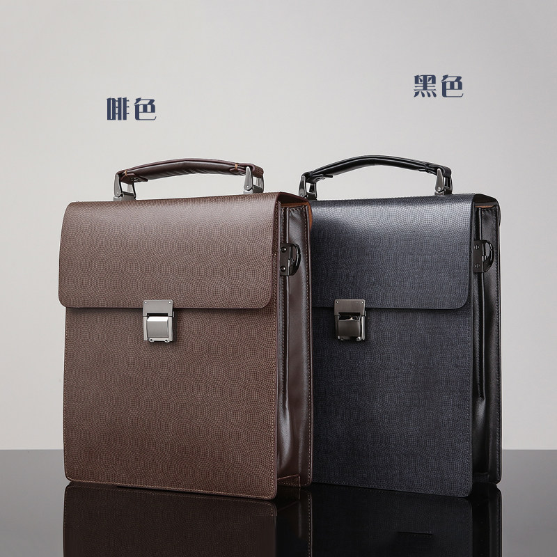 Combination lock briefcase vertical handbag men's business bag hard shell briefcase male genuine leather large capacity leather bag men's bag