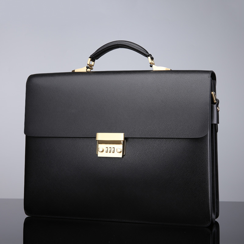 品牌皮包密码锁手提包男士公文包男商务包大容量真皮办公包公务包