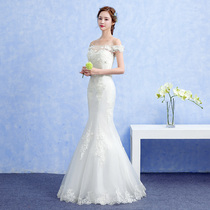 Main wedding dress 2021 new bride small forest department simple one-shoulder fish tail Qi show thin super fairy dream
