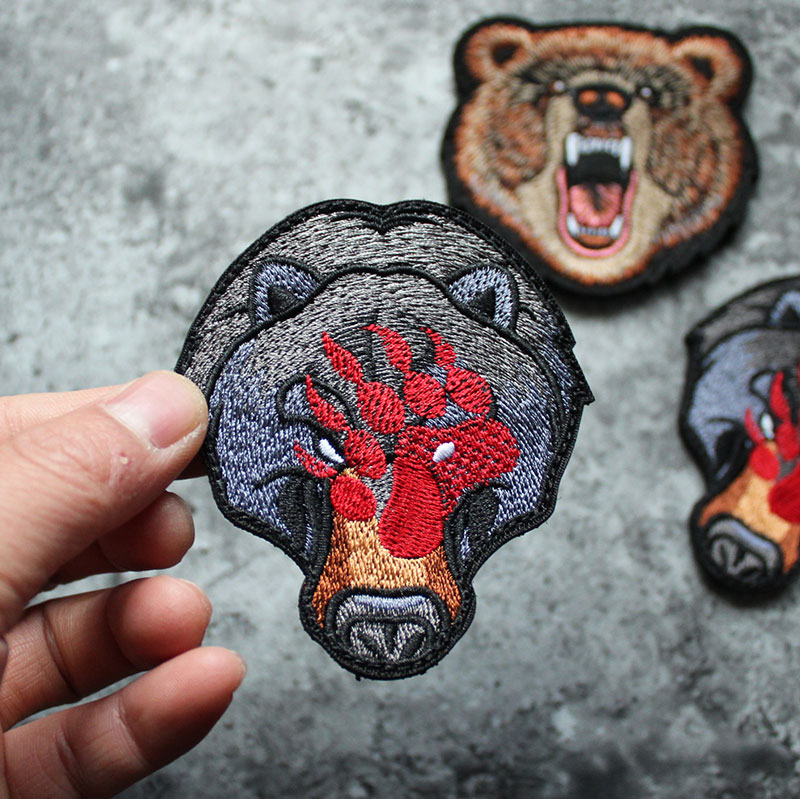 Ultra-fine bear claw Seiko full embroidery Velcro chapter armband badge patch stickers battle bear black bear morale badge