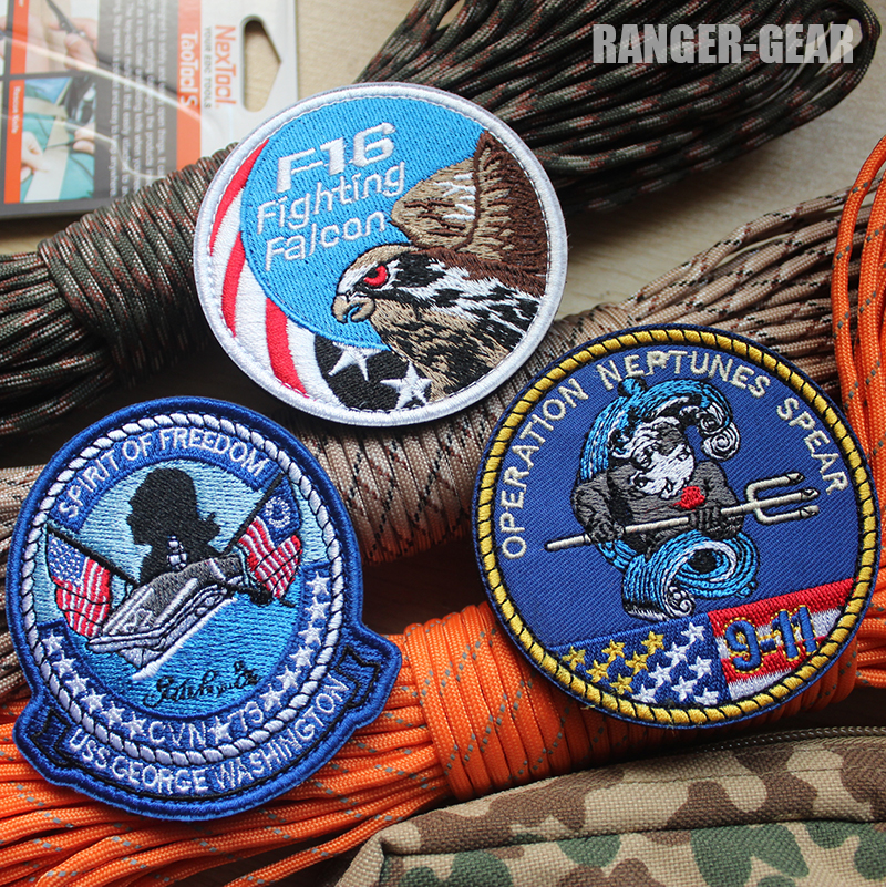 F16 Fighting Falcon Fighter USS Washington Aircraft Carrier Badge Neptune Spear Armband Patch Outdoor Bag Sticker