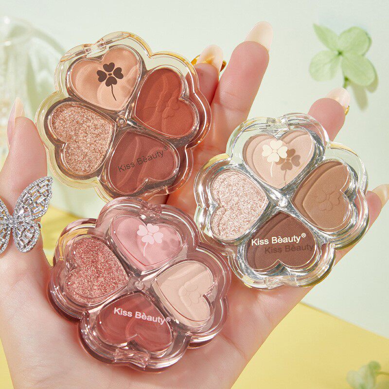 Four-leaf clover four-color eyeshadow palette novice daily makeup portable ins super fire matte pearlescent student light makeup
