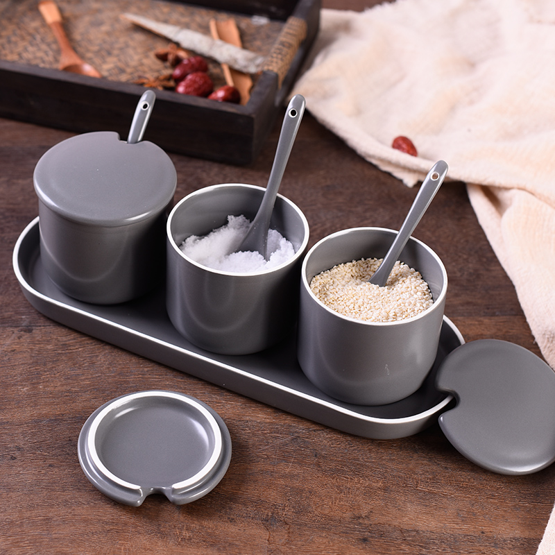 Nordic creative household flavored with cover ceramic pot multifunctional dressing storage tank combined packages in the kitchen