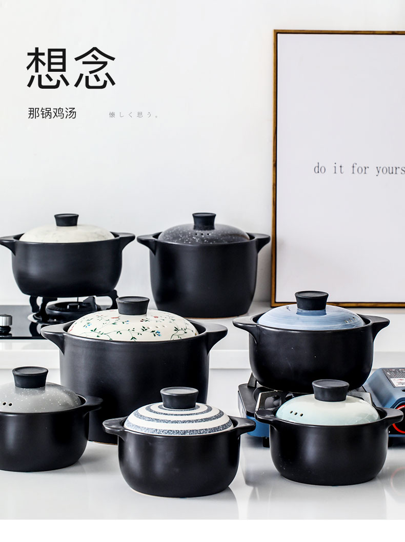 Ceramic casserole stew pot soup pot soup rice soup pot gas high temperature resistant large jug household gas flame