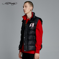 Пуховик мужской ed hardy 2020秋季新品男士潮流时尚休闲印花立领羽绒马甲