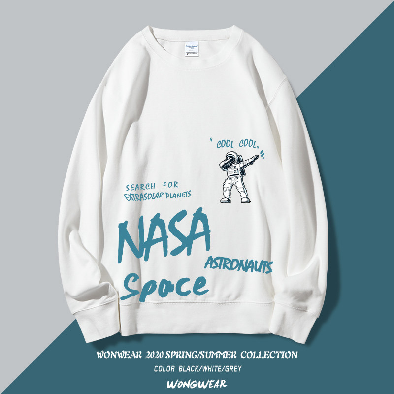 NASA co-co-astronaut sweatshirt men loose 2022 new hatless crew neck jacket spring plus fleece top trend
