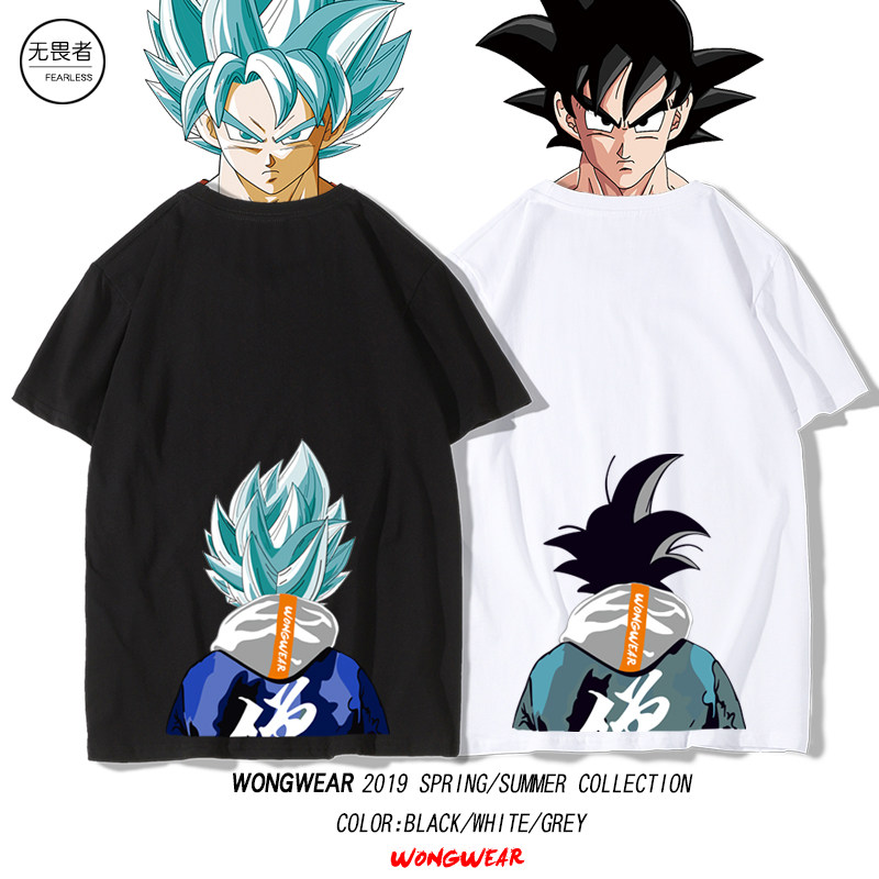 Short Sleeve T-shirt Male Tide Card Printed Half Sleeve Seven Dragon Beads Trends Insights Karong Lovers Clothes Pure Cotton Loose Men's Clothing