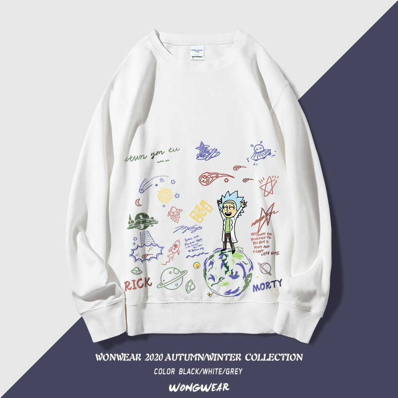 rick and morty surrounding sweatshirt male hooded rick and morty joint graffiti couple trend coat autumn