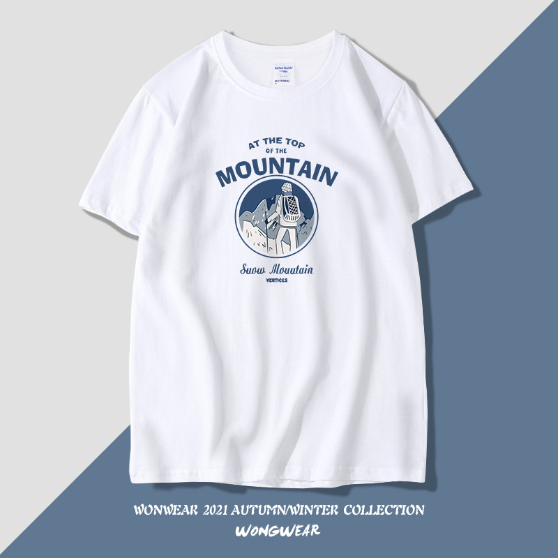 Original Chauded Summer Leisure T-shirt Male Ins Trend pure cotton Round collar loose positive shoulder short sleeves Students with small crowdtops