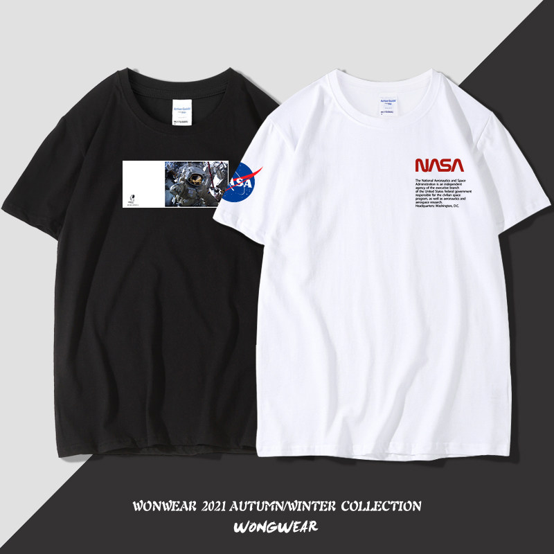 NASA joint astronaut short-sleeved T-shirt men's trend half-sleeved American tooling tide brand ins cotton T-shirt summer