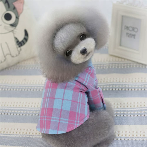 Веселая стиль модная клетчатая рубашка для щенки одежда весна и осенняя одежда плюшевая одежда весна и одежда для домашних животных бишон