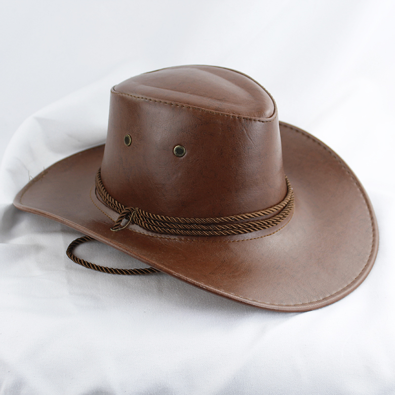 Spring and autumn western cowboy hat leather men's mountaineering Spanish sun hat sunscreen women's travel large-brimmed sun hat