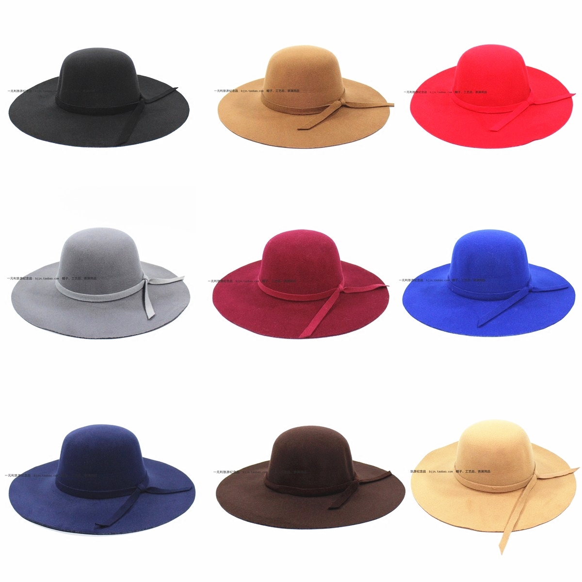 England vintage women's large woolen hat beanie hat all-match round dome wavy edge large edge hat sunshade hat women