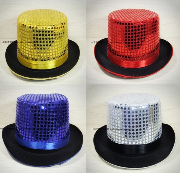 Jazz caps performance sequilie hats with high top Lincoln hat Christmas Halloween hat Latin Bar party