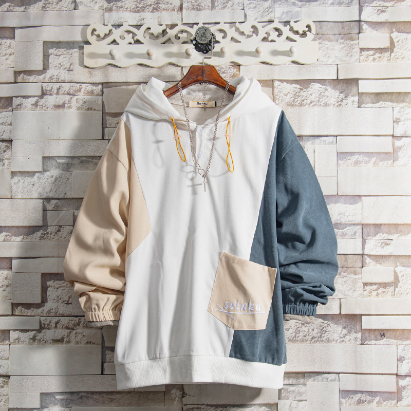 @ Flammable Youth Boomer splicing Lianhood Sports Shirt Men's spring autumn season Personality Long Sleeve Blouse 2021 new jacket