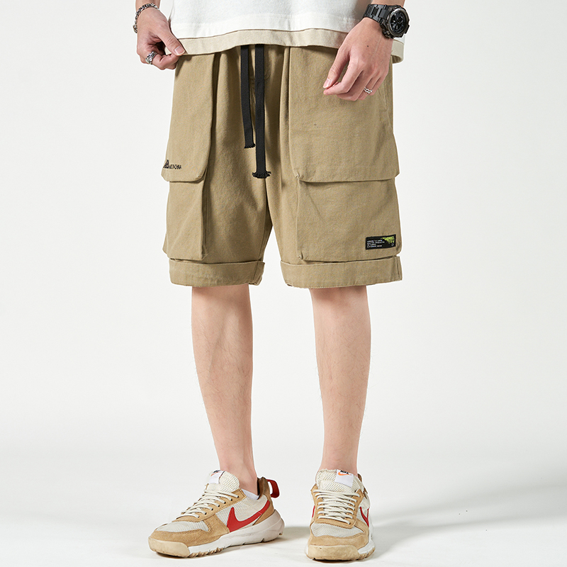 Flammable youth 2022 army green Japanese tooling pocket five-point pants men's summer ins super fire shorts tide
