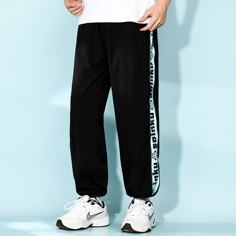 Flammable new side zipper sports thick cotton pants men's tide brand hip-hop summer loose straight leggings casual pants
