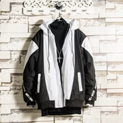 Màu sắc dễ cháy Nhật Bản phù hợp với áo trùm đầu cotton nam mùa thu đông dày đẹp trai thanh niên thủy triều ngắn