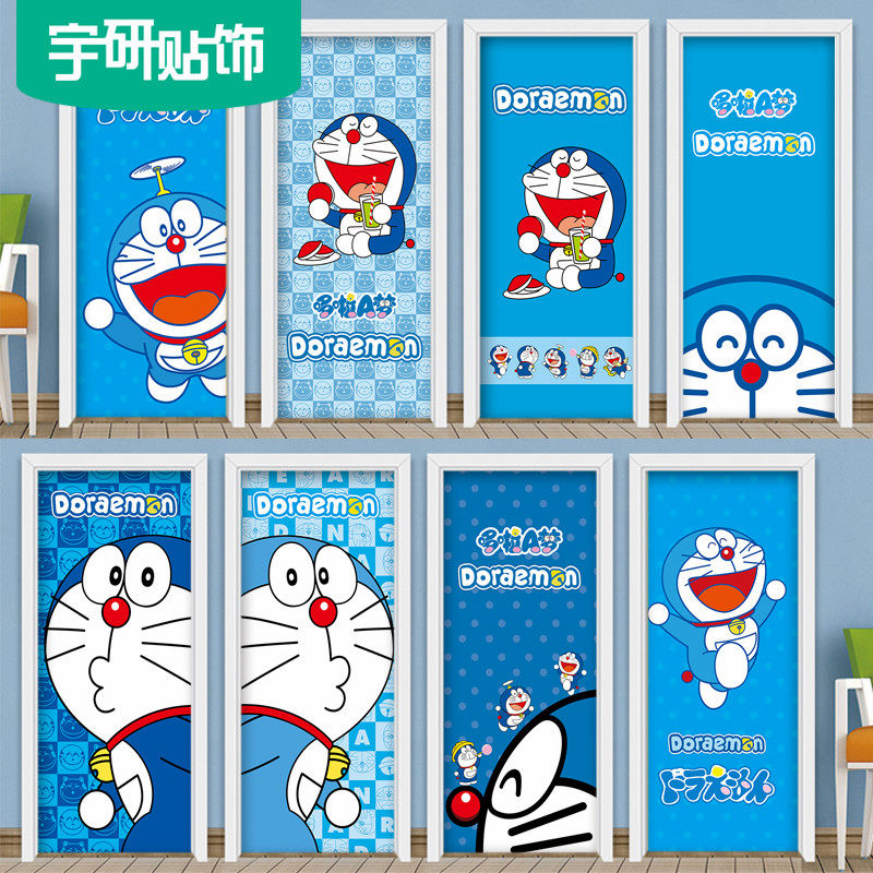 Mediterranean style creative cartoon cat door sticker Children's room wooden door renovation decorative sticker art refrigerator sticker