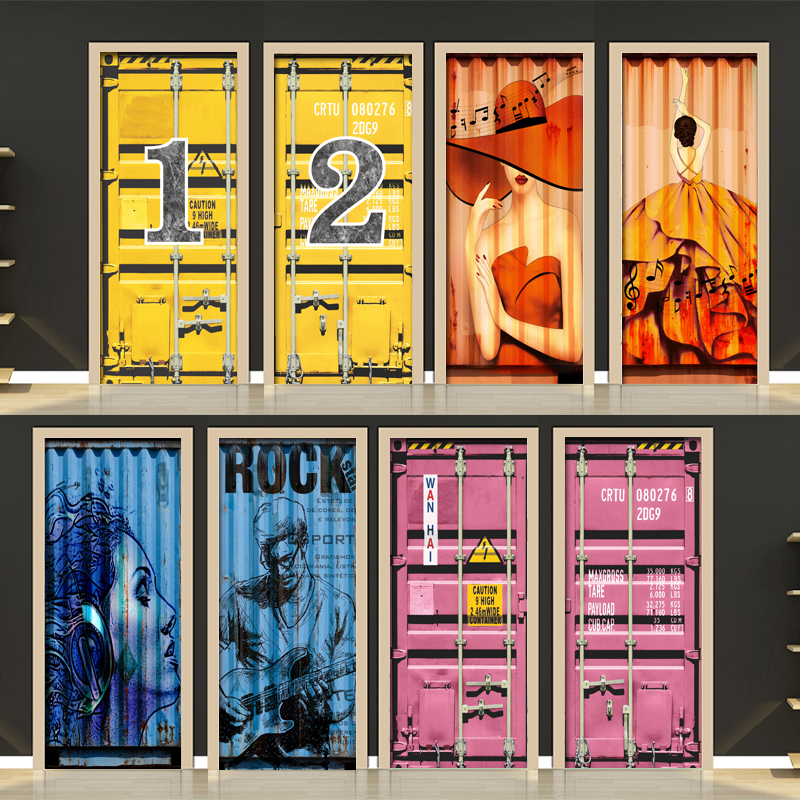 Personality Creative Container Door Sticker Decoration Self-Glued Whole Zhang Waterproof Industrial Wind Bar KTV Location Renovated Cling Film