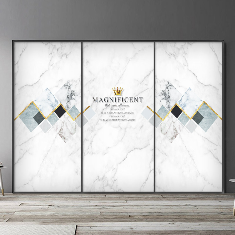 Nordic simple bedroom moisture-proof wardrobe stickers refurbished self-adhesive wallpaper color change film wardrobe cabinet sliding door stickers