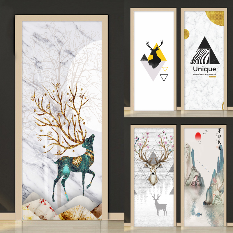 Creative Nordic bathroom door stickers Whole self-adhesive decoration waterproof powder room glass wardrobe old door stickers