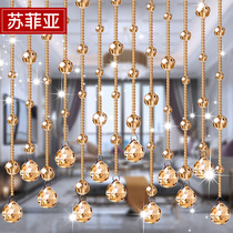 Crystal bead curtain living room porch decorative aisle partition curtain bedroom European-style door curtain non-perforated toilet curtain