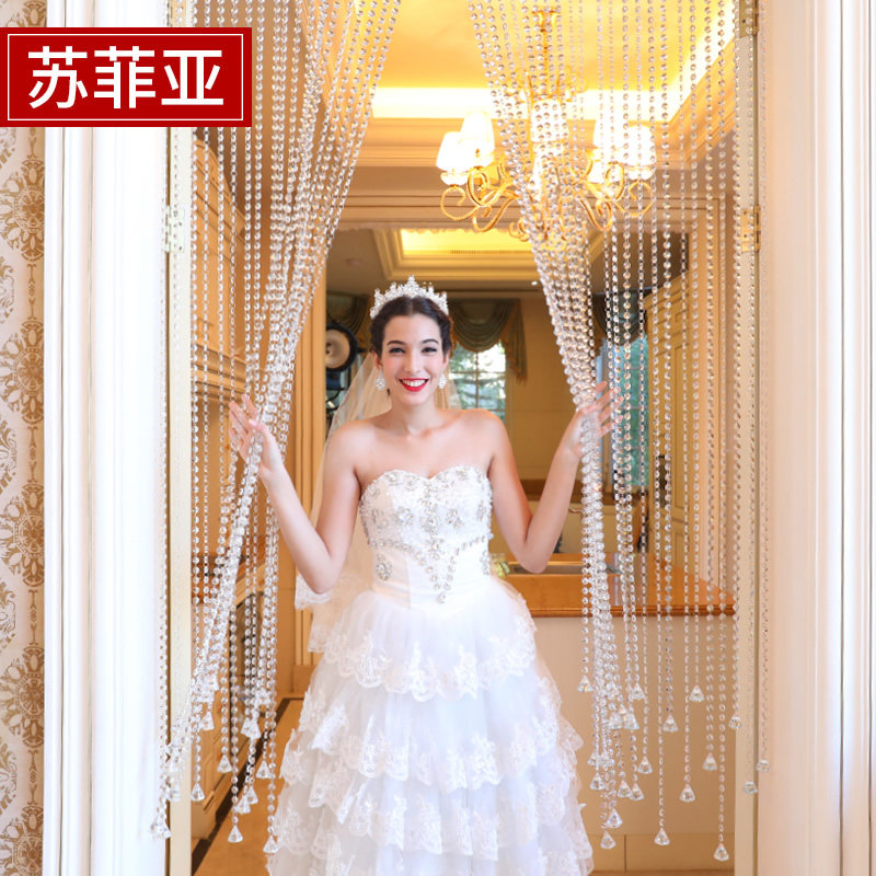 Crystal Beads Curtain Living Room Dining Room Genguan Brief Eu Decoration Feng Shui Partition Door Curtain Make-up Room Bedroom Screen Hanging Curtain