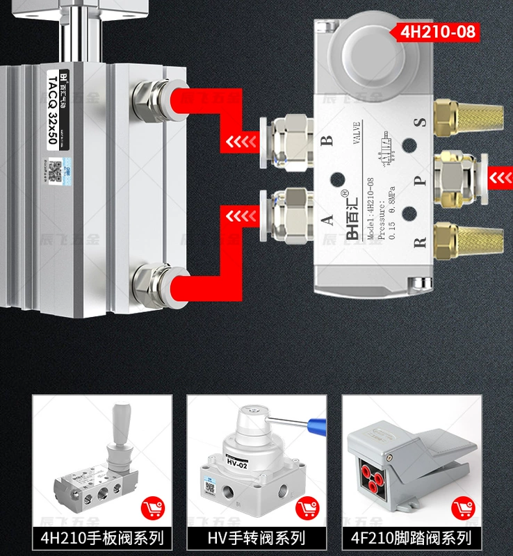 Xi lanh thanh dẫn hướng ba trục mỏng TACQ12/16/20/25/32/40/50/63/80-10*15X30S xilanh 1 chiều xy lanh khi nen