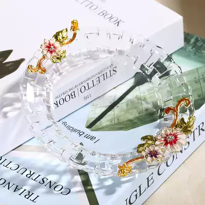 Creative European-style enamel color water cup tray Household high-end crystal glass tray Household goods tray Fruit tray