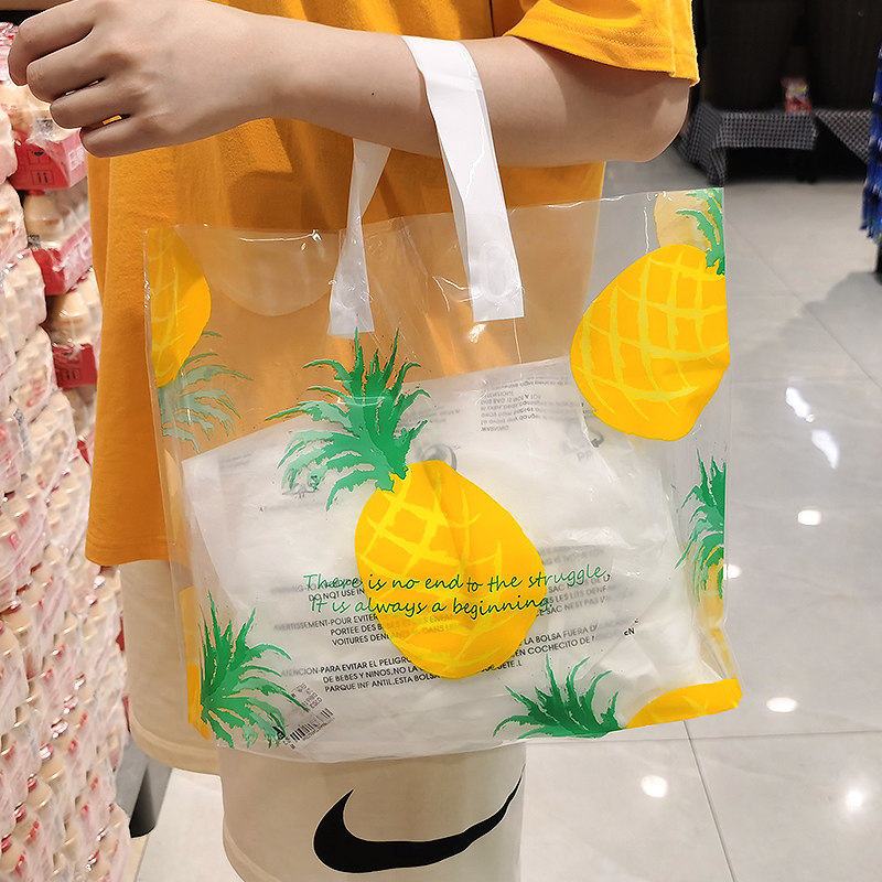 Pineapple Plastic Bag Transparent Hand InS Clothing Shop Good Looking Gift Bag Strawberry Packing Bag Fruit Shopping Customised