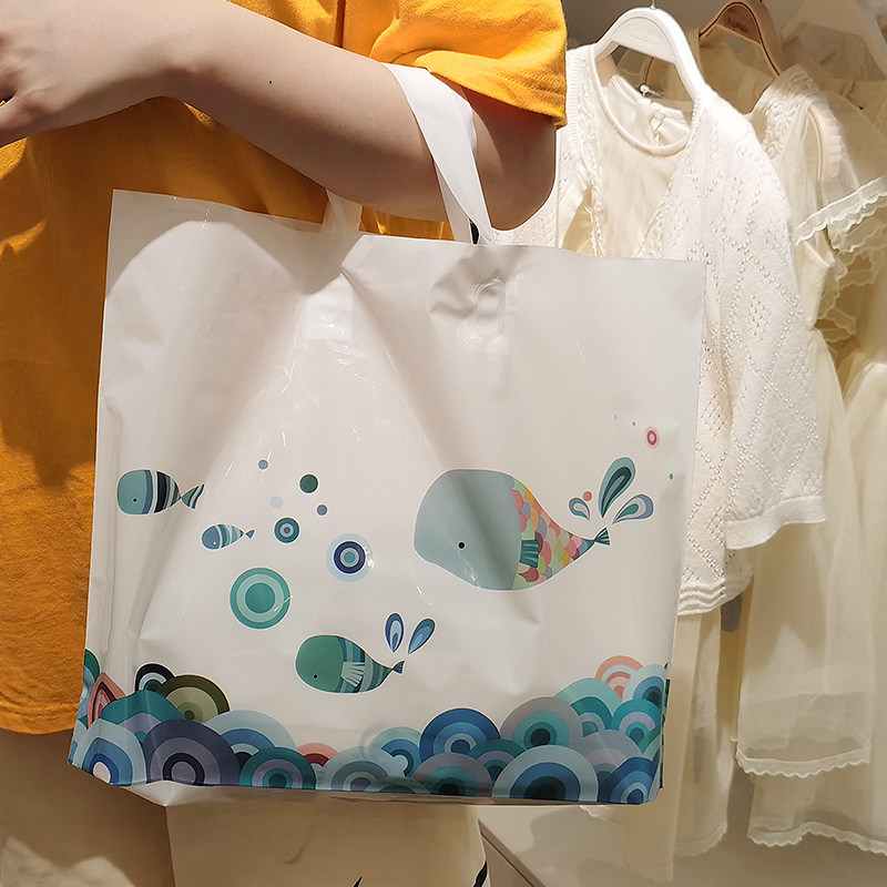 Small Fish Cute Clothing Store Bags Children Clothing Creative Gift Bags Cartoon Shopping Bag Glossy bags with printed logo
