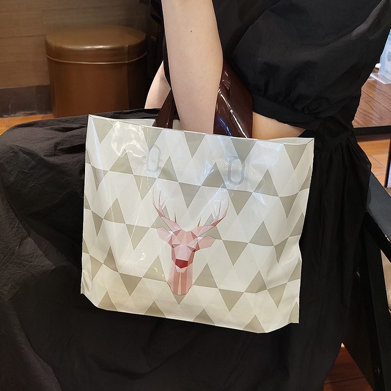 Happy deer, salt and sweet, clothing store bags, men and women, hand-held gift bags, plastic packaging, custom shopping bags, simple