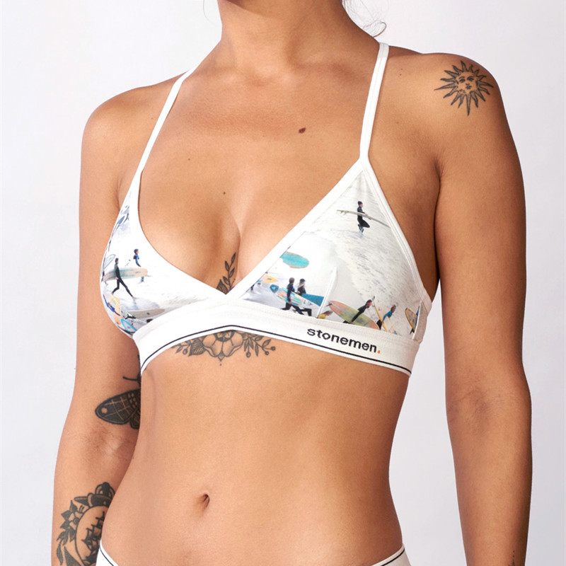 Stonemen【Originated from Australia】Wire-Free Thin Padded Beautiful Back French Triangle Cup Bra for Women - Surfing
