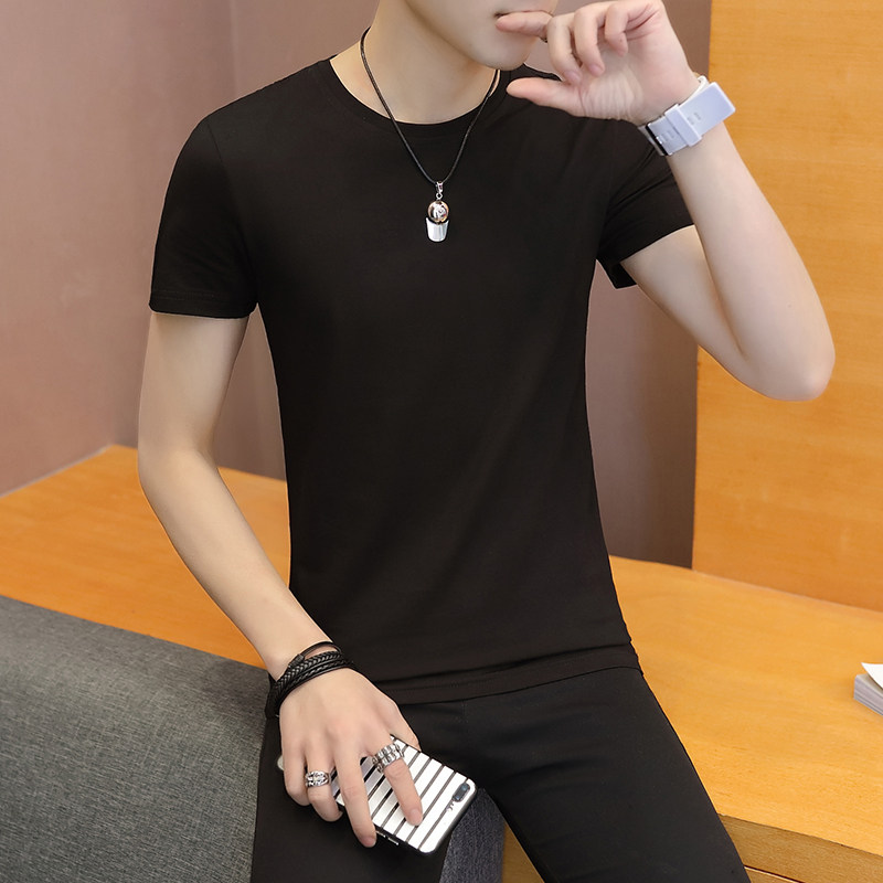 Summer round neck short-sleeved T-shirt Men's cotton comfortable black white wild ride trend half-sleeve men's T-shirt