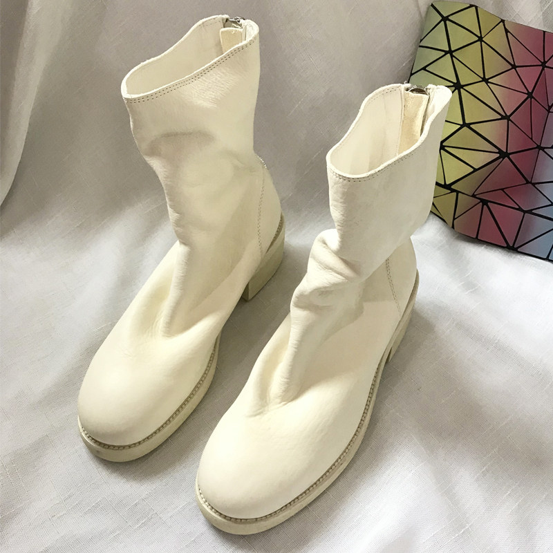 abao guidi ghost imperial net red genuine leather rear pull chain inverted boots woman new horse leather pleated 788 Martin short boots 796