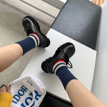 ABaojia Yinglun Wind Songsong Thick Bottom Leather Shoes Women Spring Autumn New Lace Casual Genuine Leather Comfort Single Shoes