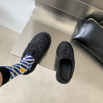 Flat bottom comfort Baotou Warm Down Slippers Women Winter New Outwear Waterproof Non-slip Fall and Damp Personality