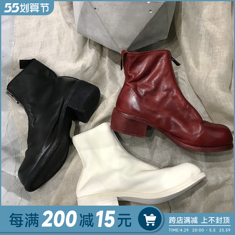 New Inron Wind Horse leather front Racing Martin boot Female Inverted Boots Net Red Abao Guidi Short Boots Ghost Boots pl1