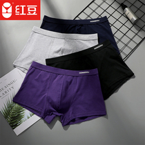 Red bean trend print mens underwear cotton youth mid-rise breathable panties boys boxer top tide 4 pieces