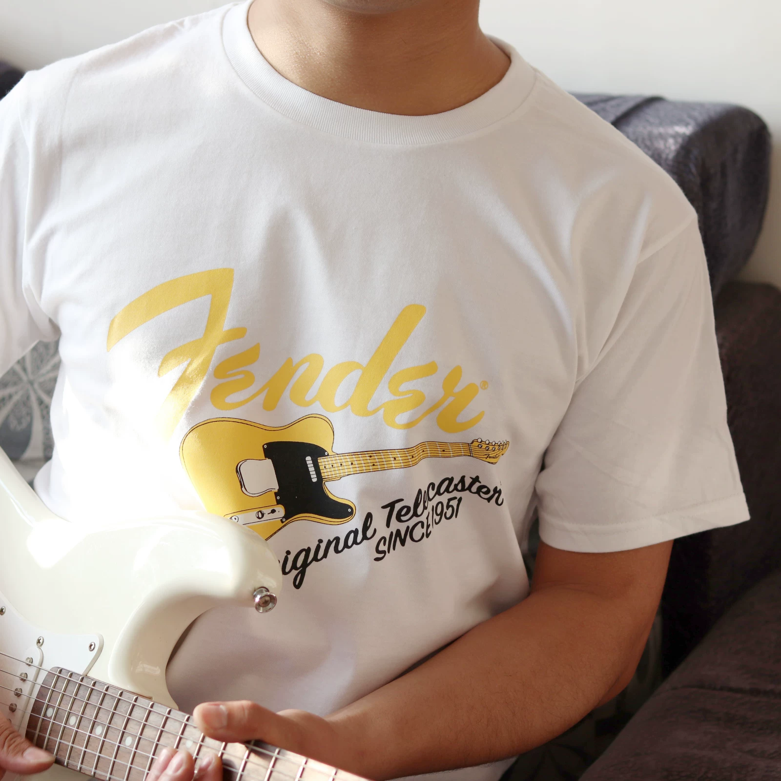 Фендер Фенда хлопковая футболка с короткими рукавами Tele Stratocaster Band Гитарист Gibson