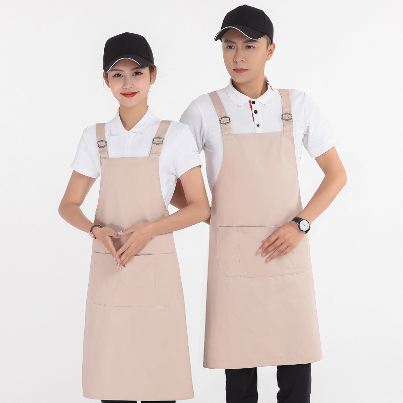 Fruit shop apron custom logo printing adjustment shoulder strap manicure supermarket fashion catering uniform female custom