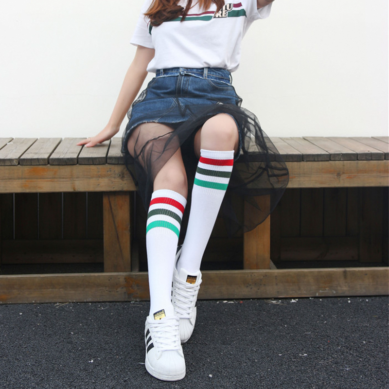 22 Spring Celebrity Style European Knee-High Socks Mid-Calf Socks Over-The-Knee Socks Striped Letter Trendy Socks for Men and Women