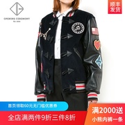 MỞ CEREMONYYY Hoa Kỳ KHAI TRƯƠNG THU / mùa đông ấm áp DA khâu Bomber Jacket áo khoác bóng chày