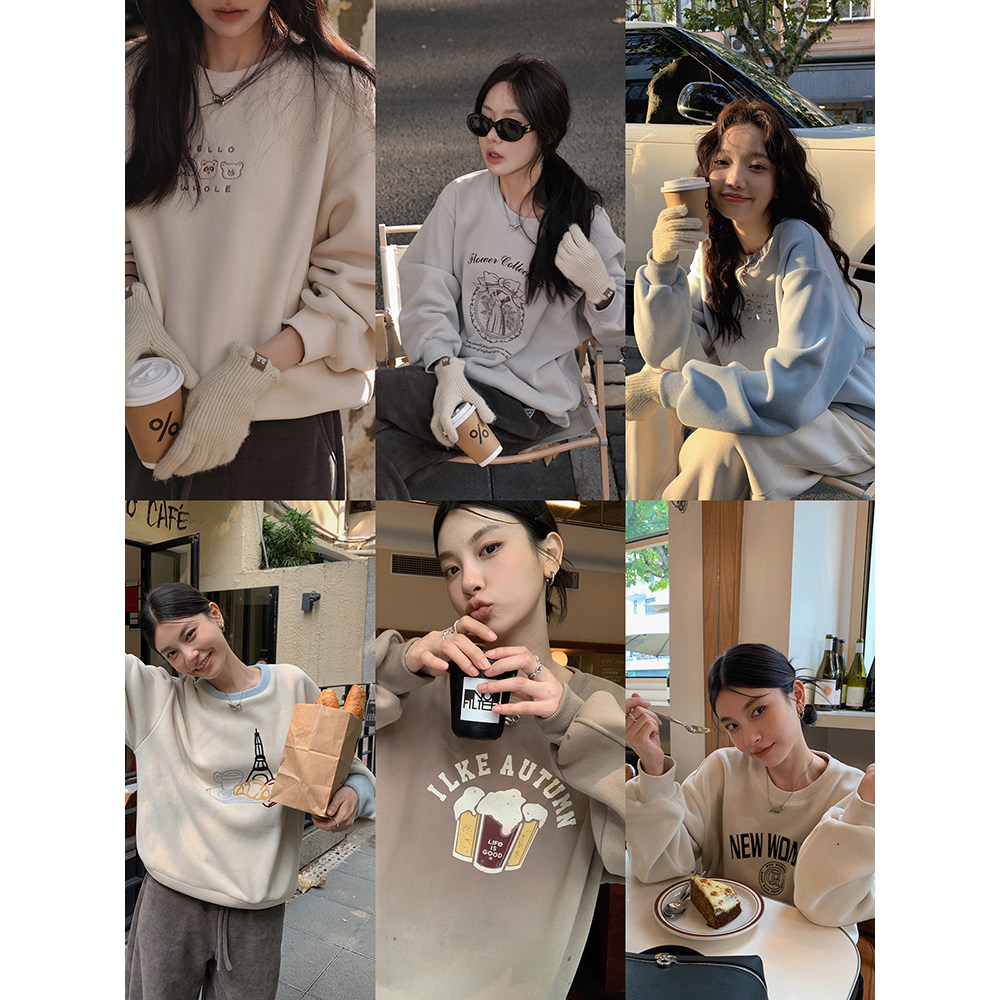 Zhang Bebeibeli Aging Printed Round Collar Necropolis Collection Women Winter Design Sense Loose Leisure Long Sleeve Blouses-Taobao