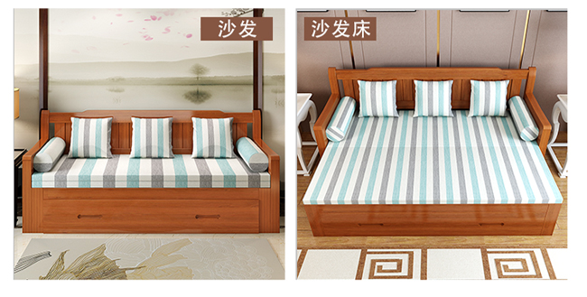 Rắn gỗ giường sofa có thể gập lại căn hộ nhỏ đa năng 1,2m den văng 1,5 1,8 phòng khách đúp - Ghế sô pha sofa băng
