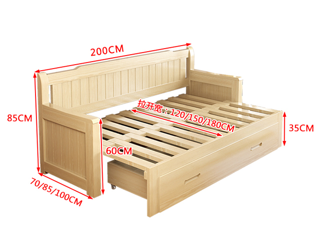 Rắn gỗ giường sofa có thể gập lại căn hộ nhỏ đa năng 1,2m den văng 1,5 1,8 phòng khách đúp - Ghế sô pha sofa băng
