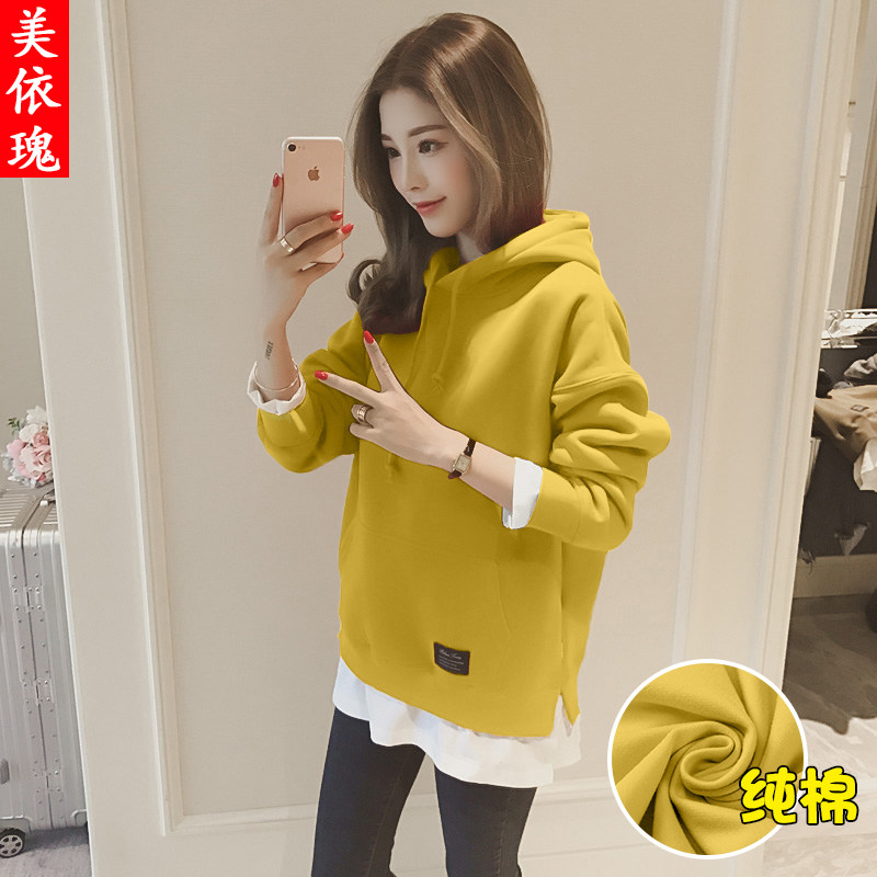 Women's sweatshirt fashion new 2021 autumn and winter holiday two tops Korean version of loose velvet thick coat tide